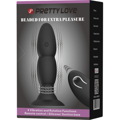 Introducing the Luxurious Beaded For Extra Pleasure Remote Butt Plug - Model X1: The Ultimate Anal Delight for All Genders in Exquisite Onyx Black