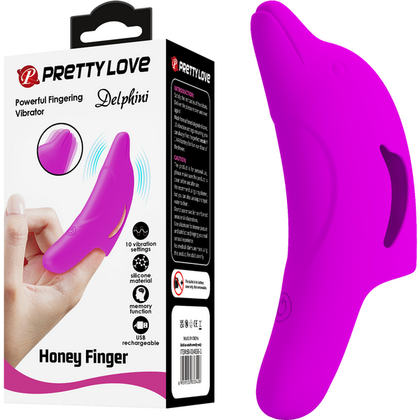 Pretty Love Rechargeable Delphini Dolphin Silicone 10 Function Finger Vibrator - Unisex External and Internal Stimulator in Velvet-Smooth Teal