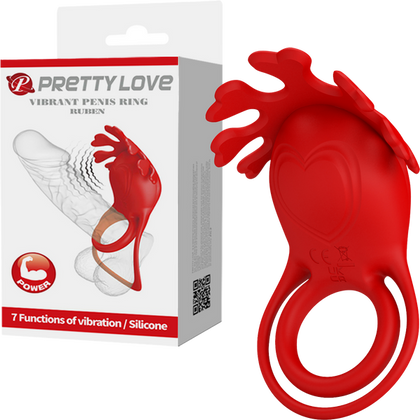 Pretty Love Rechargeable Vibrating Cock Ring Ruben - Model PL-RB01 for Him - Intimate Pleasure - Black