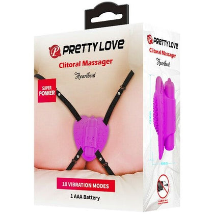 Pretty Love Clitoral Massager Heartbeat Strap-On Struck 10 Function Vibe - Women's Clit Stimulator in Pink