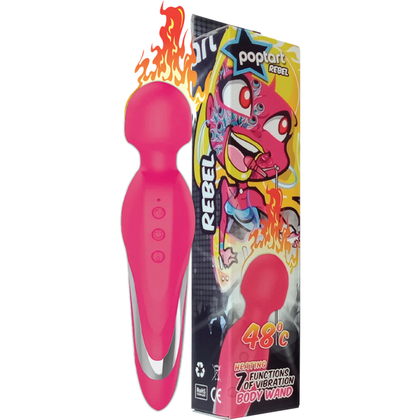 Rebel Rechargeable Warming Body Wand - Pink Silicone, 7 Functions of Vibrations, Memory Function, Heating, Gender-Neutral, Full-Body Pleasure