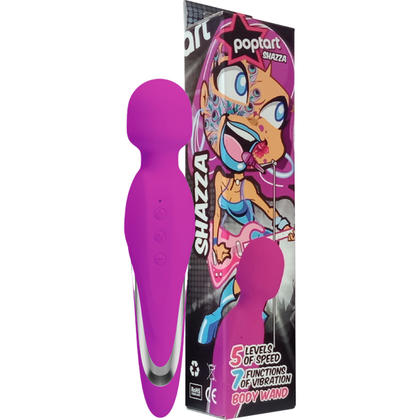 Introducing the Shazza Rechargeable Body Wand - Powerful Purple Silicone Vibrator with 7 Functions and 5 Speeds
