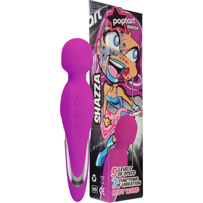 Introducing the Shazza Rechargeable Body Wand - Powerful Purple Silicone Vibrator with 7 Functions and 5 Speeds - Adult Naughty Store