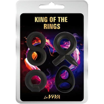 Laviva King of the Rings Silicone Cockring Set - Model KOR-001, Male Pleasure Enhancer, Black