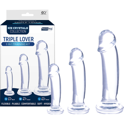 Introducing the Sensual Pleasure Triple Lover 3 in 1 Training Kit - Model TL-3000, for All Genders, Multiple Areas of Pleasure, in Clear - Adult Naughty Store