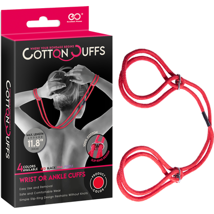 Cotton On Bondage Cuffs - Model X123 - Unisex - Pleasure Restraints - Red