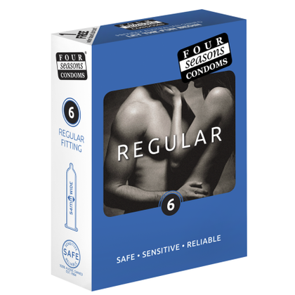 Four Seasons Regular Fitting Condoms - Natural Sensation for Intimate Pleasure - Model RS-6 - Male - Ultra Sensitive - Transparent - Lubricated - Reservoir End - 54mm Width