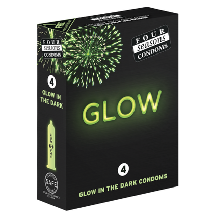 Introducing the Four Seasons Glow N' Dark Illuminating Condoms - Model 4's: Unleash Your Sensual Glow in the Dark Pleasure!