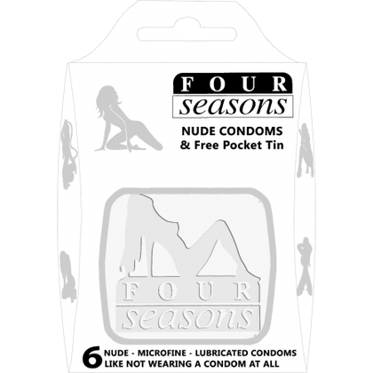 Nuda White Tin 6's - Four Seasons Nude Condoms: Microfine Super Sensitive Condoms for an Unbelievably Bare Experience - Includes Free White Pocket Tin