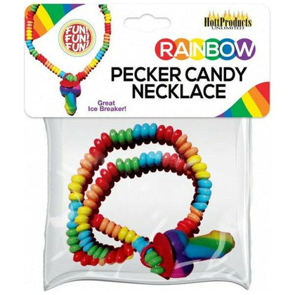 Introducing the Exquisite Rainbow Pecker Candy Necklace - A Fun and Wild Statement Piece for Party Events!