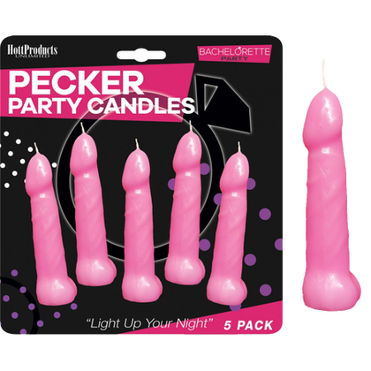 FunZone Bachelorette Party Pink Pecker Shaped Candles - Pack of 5 - Adult Naughty Store