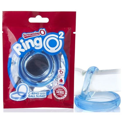 Introducing the Ring O 2 Double Pleasure Penis Ring with Testicle Support - Model R2DPS-001 - for Men - Enhanced Sensations and Pleasure - Black