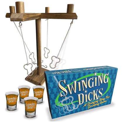 Introducing the Swinging Dicks Model X1 Tabletop Ring Toss Drinking Game - Your Ultimate Adult Party Play for Bold Adventures in Black & White