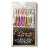 Glitterati - Celebration Straws: Metallic Paper Cocktail Straws with Glittery Penis Applique - Pack of 8 (Gold, Silver, Rose Gold, Bronze) - Adult Naughty Store