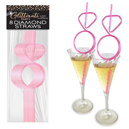 Introducing the Glitterati Diamond Twisty Straw Set - Elegant Pink Diamond Shaped Twisty Straws for Bridal Parties - Adult Naughty Store