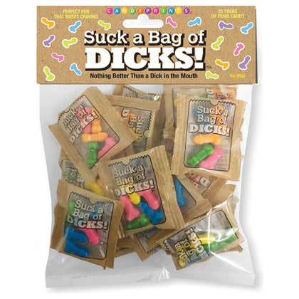 Suck a Bag of Dicks Pecker Lollies - Model 25A: Amusing Phallic Fruit-Flavoured Lollipops for Hens Parties - Pink - Adult Naughty Store