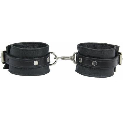 Luxury Leather Ank015 Soft Grained Ankle Restraints for Couples - Adjustable, Italian Leather, Chrome Hardware, Black