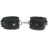 Luxury Leather Ank015 Soft Grained Ankle Restraints for Couples - Adjustable, Italian Leather, Chrome Hardware, Black
