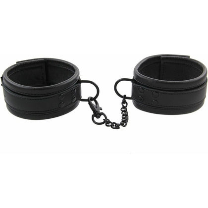 Experience Boundless Pleasure with the Luxurious Grain Effect Vegan Leather ANK046 Soft Padded Ankle Restraints - Model No. ANK046 - Unisex - Bondage Play - Black