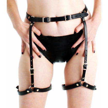 BRA010 Leather Leg Garter Brace - Sensual Bondage Accessory for Alluring Thigh Play - Unleash Your Inner Seductress - Black