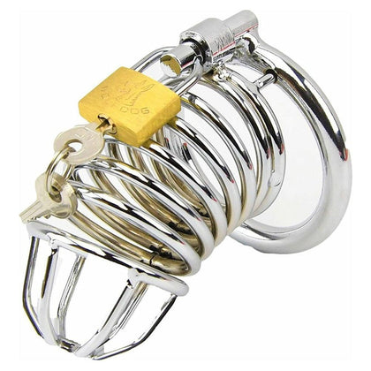 Introducing the Chrome Coloured Male Chastity Device CAGE004 - 3 Sizes: An Exquisite Pleasure Companion for Men - Adult Naughty Store