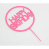 Love in Leather Happy Birthday Cake Topper - Pink & Blue Acrylic Cake Decorations
