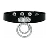 Captivating Title: CHO001 Faux Leather Choker with Double O-Rings and Centre D - Vegan-Friendly BDSM Neck Accessory for Sensual Pleasure - Black - Adult Naughty Store