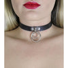 Captivating Title: CHO001 Faux Leather Choker with Double O-Rings and Centre D - Vegan-Friendly BDSM Neck Accessory for Sensual Pleasure - Black - Adult Naughty Store