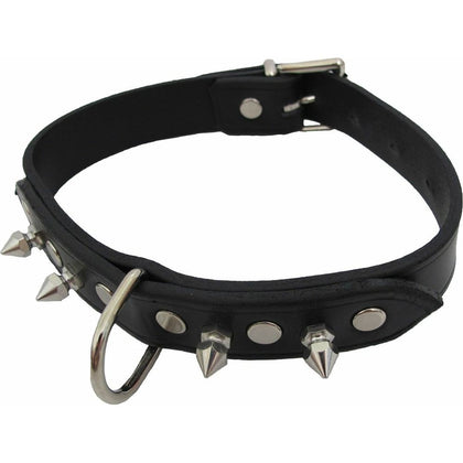 Elegant Leather Collar with Dog Spikes - COL006 Classic Model for BDSM Enthusiasts - Unisex - Neck and Pet Play - Black