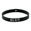 Introducing the SensualSilicone COL051 - 4 Variations Word Collars for BDSM Enthusiasts: Slave, Slut, Bitch & Submissive, in Sleek Black - Adult Naughty Store