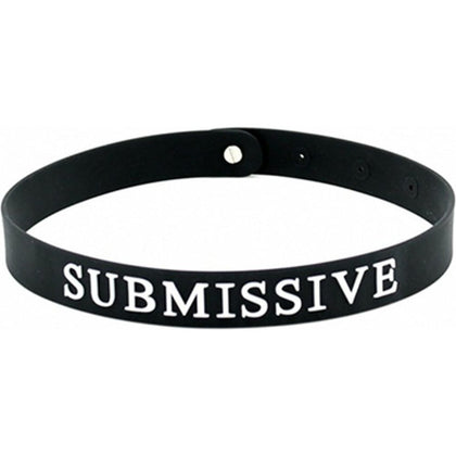 Introducing the SensualSilicone COL051 - 4 Variations Word Collars for BDSM Enthusiasts: Slave, Slut, Bitch & Submissive, in Sleek Black