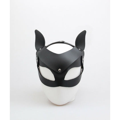 Leather Cat Ears Half Face Mask - Prowl the Night - EAR004 - Unisex - Pleasure Play - Black - Adult Naughty Store