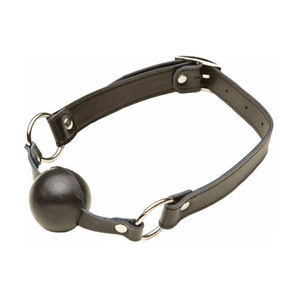 Genuine Leather Gag GAG001 - Classic Black Solid Rubber Ball BDSM Sex Toy for All Genders - Enhance Pleasure and Explore Boundaries