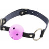 Introducing the GAG001A Breathable Ball Gag with Genuine Leather Straps - A Versatile Pleasure Delight in Black, Pink, and Purple! - Adult Naughty Store