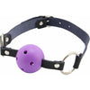 Introducing the GAG001A Breathable Ball Gag with Genuine Leather Straps - A Versatile Pleasure Delight in Black, Pink, and Purple! - Adult Naughty Store