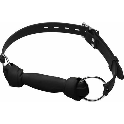 Introducing the SensaSilk™ GAG005 Couples Bondage Silicone Dog Chew Gag with Straps and Lockable Buckle - Ultimate Pleasure for All Genders in Black or White - Adult Naughty Store