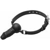 Love in Leather Silicone Bondage Gag with Penis Plug GAG016 - Deluxe BDSM Mouth Gag with Realistic Penis Plug for Sensual Play - Unisex - Intense Pleasure for Mouth and Throat - Black