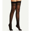 Love in Leather Sheer Thigh High Stockings with Stripe Band Design - HOS4167 - Unisex - Sensual Pleasure - Black