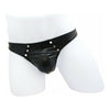 Lustful Pleasures Men's Wet Look G-String with Press Stud Detail - MEN2123A - Available in 2 Sizes - S/M & L/XL - Black