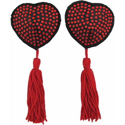 Introducing the NIP002A - 5 COLOURS Rhinestone Heart Shape Nipple Tassels for Women, designed for tantalizing pleasure and seductive style.
