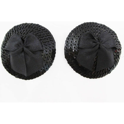 Introducing the Sensual Sequin NIP004 Round Sequin Nipple Pasties in Black and Red - Reusable, Self-Adhesive, and Elegant