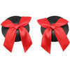 NIP035 - Leather Look Bow Pasties - Red & Pink - Reusable Nipple Covers for Women - Adult Naughty Store