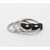 Rapture Stainless Steel Three Gates of Hell Cock Ring with Leather Connection - Model RIN001 - Unisex - Enhances Pleasure - Silver - Adult Naughty Store