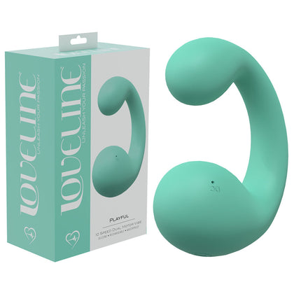 Introducing the LOVELINE Playful Green Dual Vibrator - Model name: Vibrant Bliss 8.5. An Elegant Pleasure Device for Intense Clitoral Stimulation in Green. - Adult Naughty Store