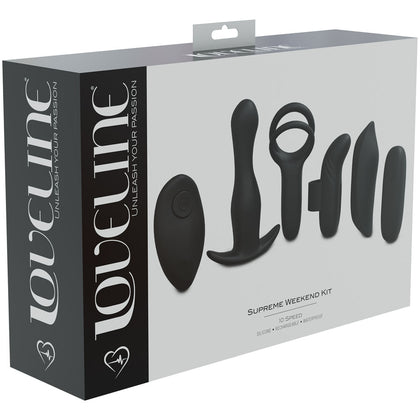 Introducing the Loveline Supreme Weekend Kit: Rechargeable Silicone Bullet Vibrator Set Model 5B, Unisex, Black 🖤