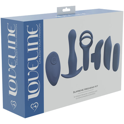LOVELINE Supreme Weekend Kit Blue USB Rechargeable 5 Piece Kit for Intense Sensations, Model LK-200, Unisex, Clitoral, 9500 RPM