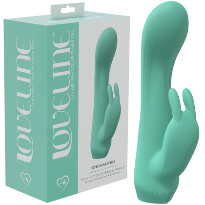 Introducing the LOVELINE Enchanted Green USB Rechargeable Rabbit Vibrator Model 13.5 - Ultimate Pleasure Companion for Clitoral and G-Spot Stimulation