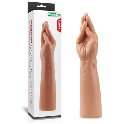 Introducing the PleasureXpert King Sized 13.5'' Realistic Magic Hand Dildo - Model RHM-135, Unisex, Anal and Vaginal Pleasure, Dark Chocolate Brown