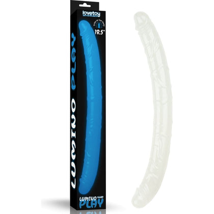 Lumino Play 18.5'' Double Dildo: Glow-in-the-Dark Blue 47cm Double Dong for Double the Pleasure in Vaginal and Anal Play