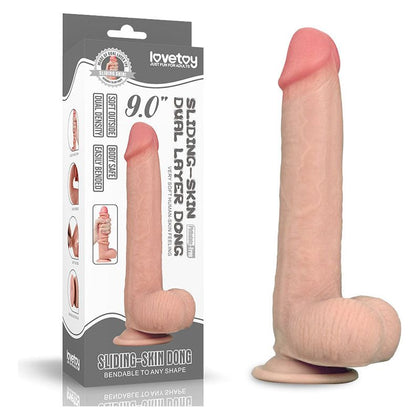Introducing the SensaPleasure Sliding Skin Dual Layer Dong SP-2000: A Premium Pleasure Experience for All Genders, Designed for Unforgettable Sensations and Available in Sleek Black